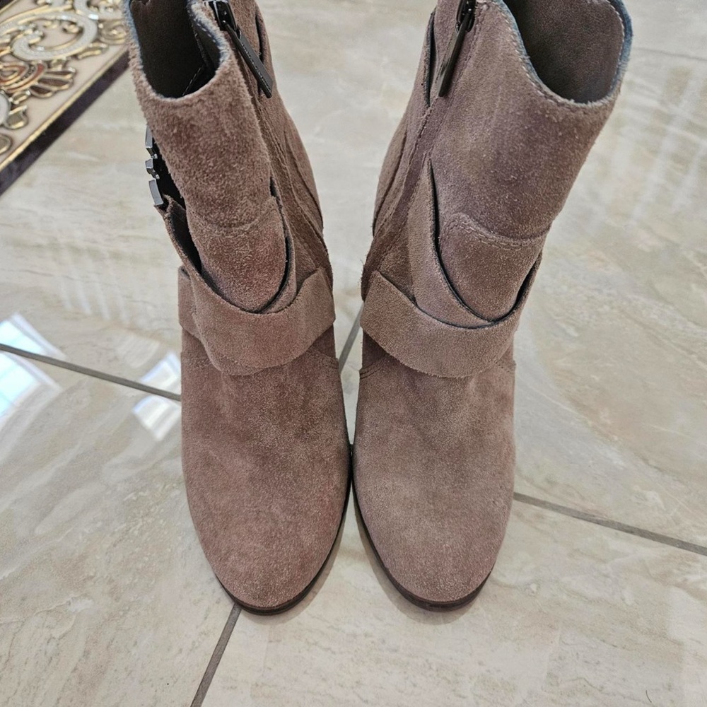 Vince Camuto Taupe Suede Heeled Boots